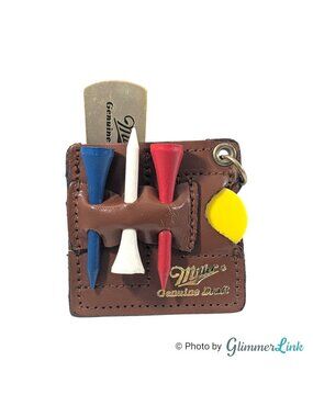 Vintage Miller Genuine Draft Leather Golf Tee Holder Set MGD Divot Tool